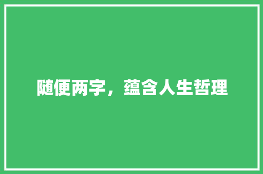 随便两字，蕴含人生哲理