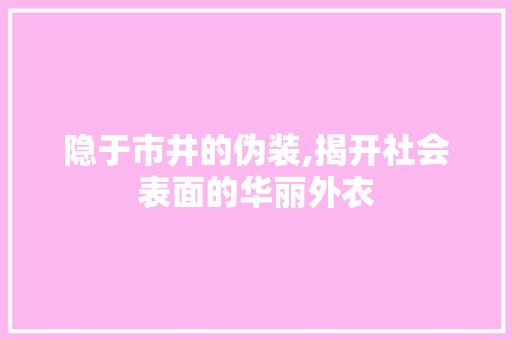 隐于市井的伪装,揭开社会表面的华丽外衣 诗词体裁