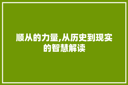 顺从的力量,从历史到现实的智慧解读 诗词体裁