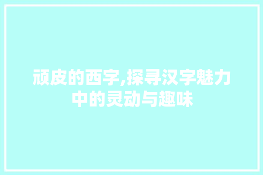 顽皮的西字,探寻汉字魅力中的灵动与趣味