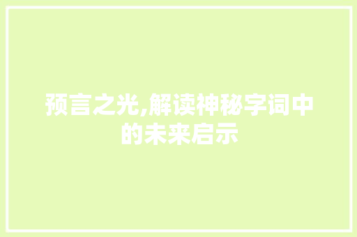 预言之光,解读神秘字词中的未来启示 项目报告
