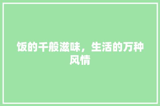 饭的千般滋味，生活的万种风情