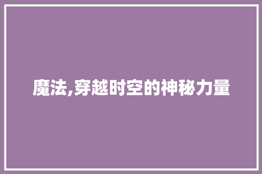 魔法,穿越时空的神秘力量