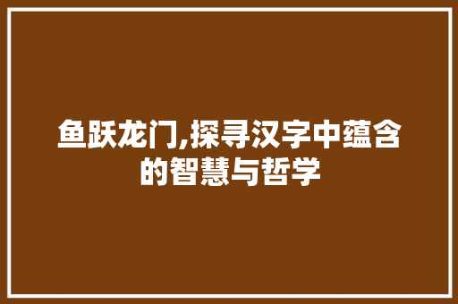 鱼跃龙门,探寻汉字中蕴含的智慧与哲学
