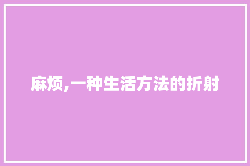 麻烦,一种生活方法的折射