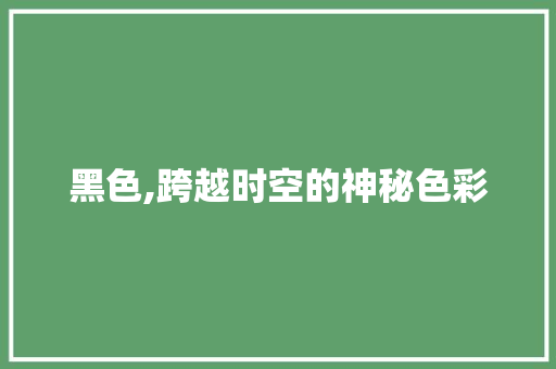 黑色,跨越时空的神秘色彩