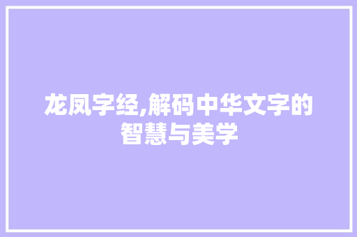 龙凤字经,解码中华文字的智慧与美学 会议纪要