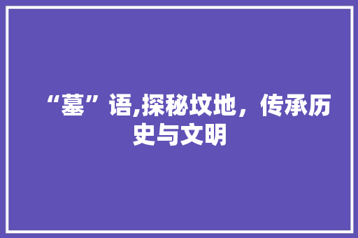 “墓”语,探秘坟地，传承历史与文明