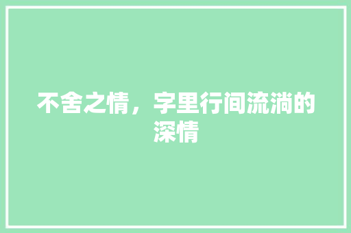 不舍之情，字里行间流淌的深情 社交媒体