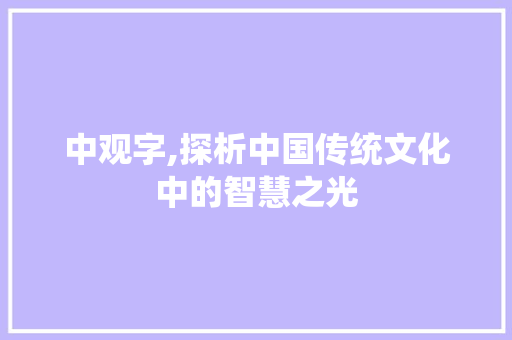 中观字,探析中国传统文化中的智慧之光