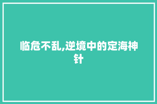 临危不乱,逆境中的定海神针