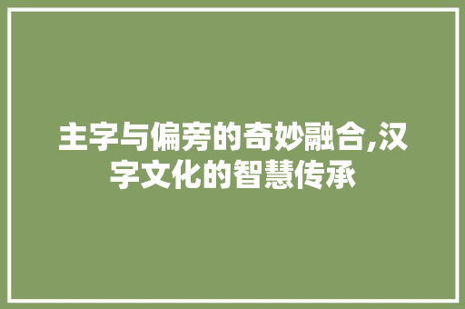主字与偏旁的奇妙融合,汉字文化的智慧传承