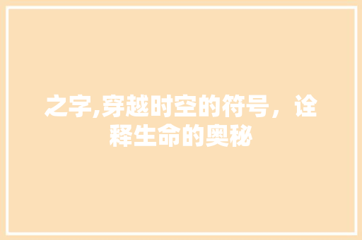 之字,穿越时空的符号，诠释生命的奥秘