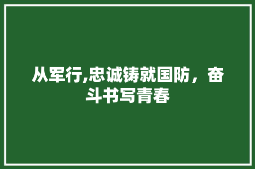 从军行,忠诚铸就国防，奋斗书写青春