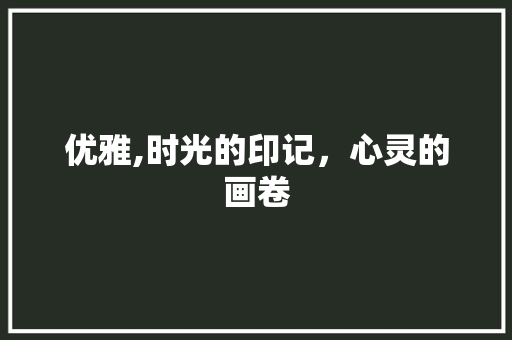 优雅,时光的印记，心灵的画卷