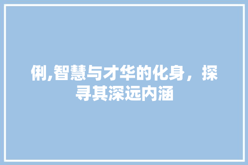 俐,智慧与才华的化身，探寻其深远内涵
