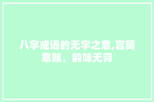八字成语的无字之意,言简意赅，韵味无穷