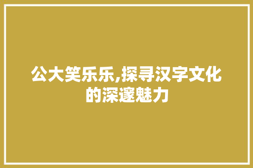 公大笑乐乐,探寻汉字文化的深邃魅力