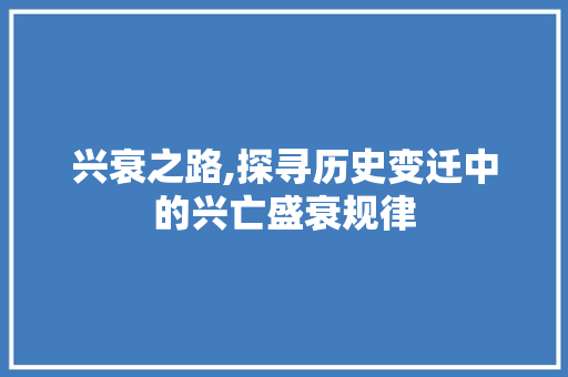 兴衰之路,探寻历史变迁中的兴亡盛衰规律
