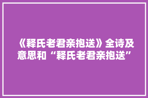 《释氏老君亲抱送》全诗及意思和“释氏老君亲抱送”的拼音注释