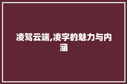凌驾云端,凌字的魅力与内涵
