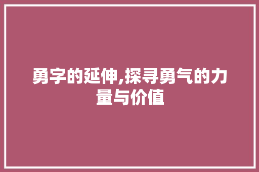 勇字的延伸,探寻勇气的力量与价值