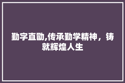 勤字直勖,传承勤学精神，铸就辉煌人生