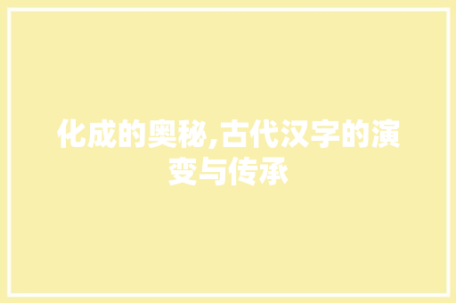化成的奥秘,古代汉字的演变与传承
