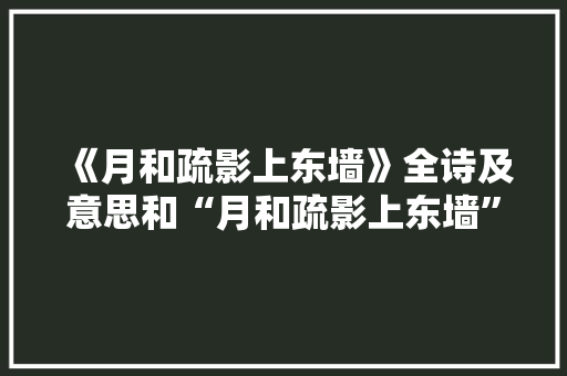 《月和疏影上东墙》全诗及意思和“月和疏影上东墙”的拼音注释