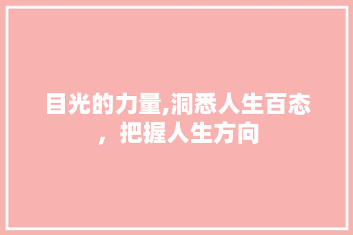 目光的力量,洞悉人生百态，把握人生方向