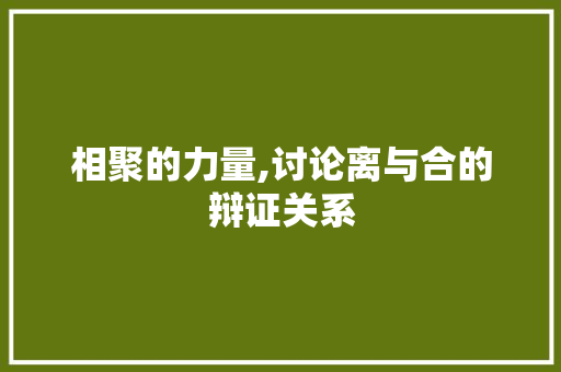 相聚的力量,讨论离与合的辩证关系