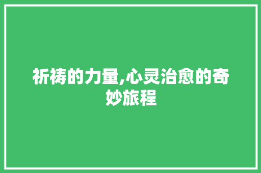 祈祷的力量,心灵治愈的奇妙旅程