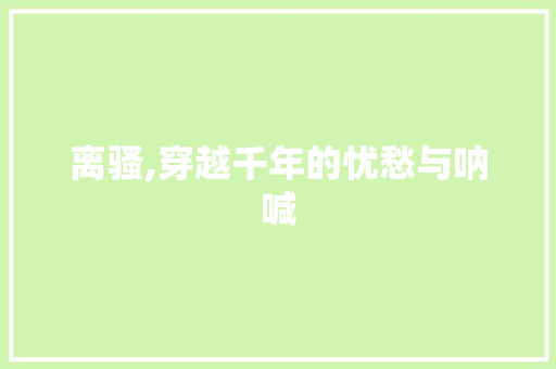 离骚,穿越千年的忧愁与呐喊