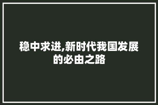 稳中求进,新时代我国发展的必由之路