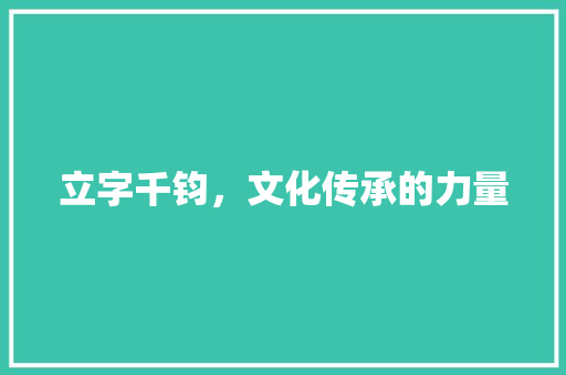 立字千钧，文化传承的力量 项目报告
