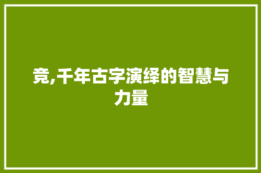 竞,千年古字演绎的智慧与力量 职场写作