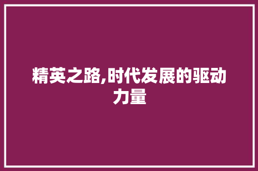 精英之路,时代发展的驱动力量