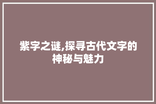 紫字之谜,探寻古代文字的神秘与魅力