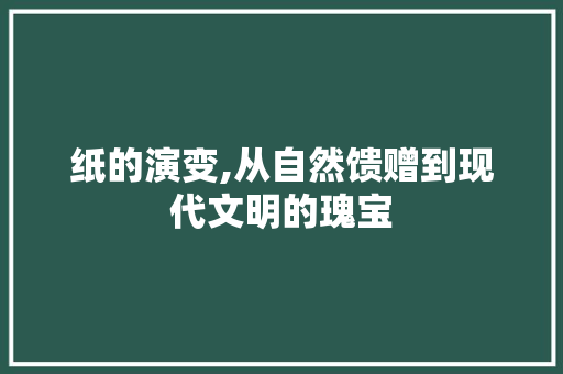 纸的演变,从自然馈赠到现代文明的瑰宝