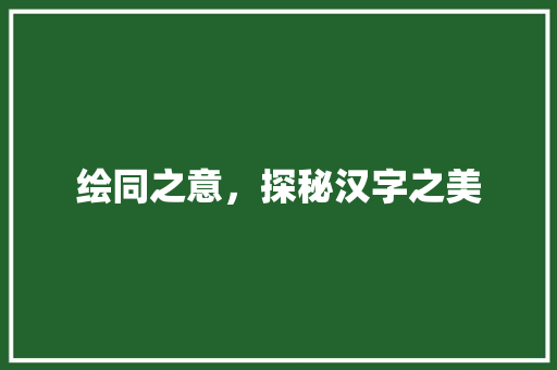 绘同之意，探秘汉字之美 项目报告