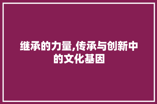 继承的力量,传承与创新中的文化基因