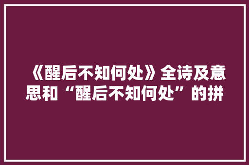 《醒后不知何处》全诗及意思和“醒后不知何处”的拼音注释