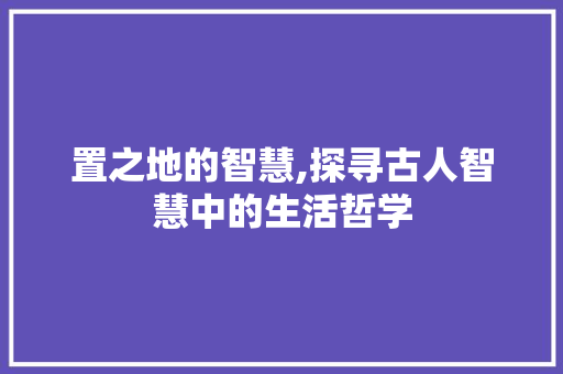置之地的智慧,探寻古人智慧中的生活哲学