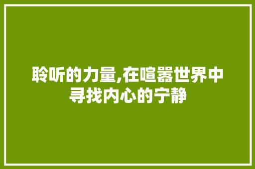聆听的力量,在喧嚣世界中寻找内心的宁静