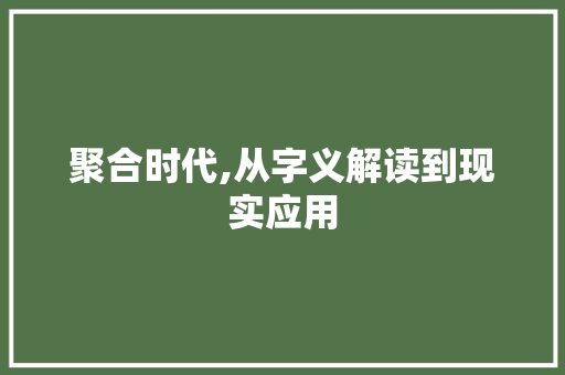 聚合时代,从字义解读到现实应用