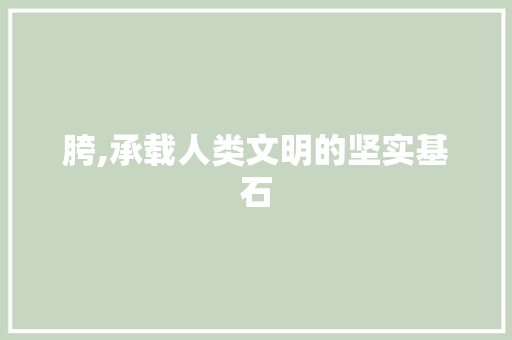 胯,承载人类文明的坚实基石
