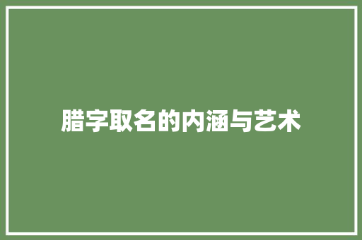 腊字取名的内涵与艺术