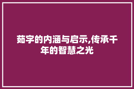 茹字的内涵与启示,传承千年的智慧之光