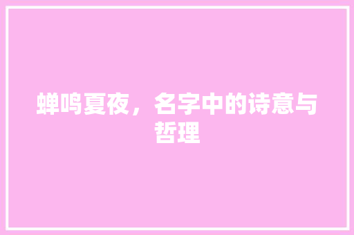 蝉鸣夏夜，名字中的诗意与哲理