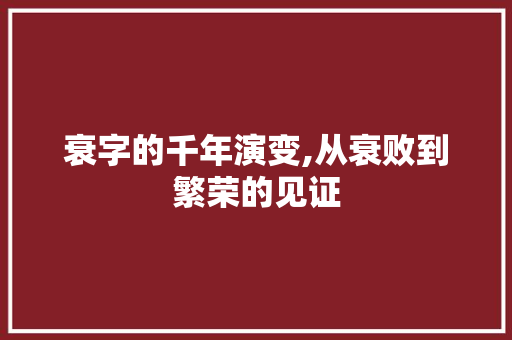衰字的千年演变,从衰败到繁荣的见证
